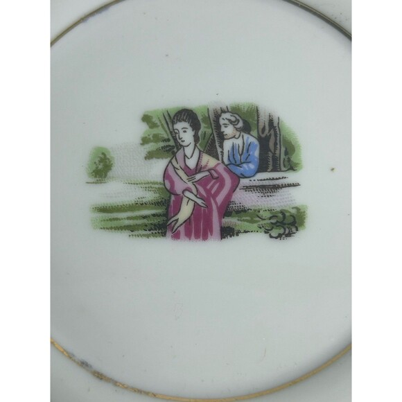 Vintage Limoges Style Miniature Tea Set Porcelain w/Courting Couple 10-pc + Box - Picture 5 of 7